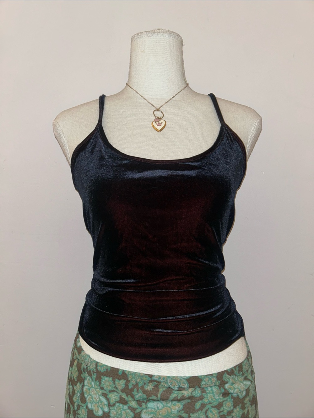 Y2K Express Velour Burgundy Velvet Cami Tank Top Soft Stretch Size Large